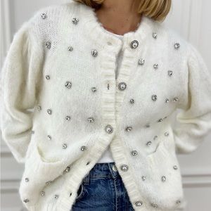 Brand new VITA GRACE Aurelia jewel embellished cardigan - cream